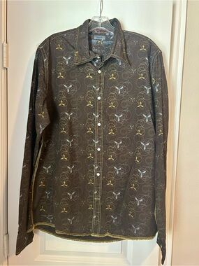 Mexx Men's Dark Brown Patterned Shirt